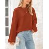 imagePRETTYGARDEN Womens 2024 Winter Chunky Knit Sweater Casual Long Lantern Sleeve Crewneck Pullover Jumper TopsBrick Red