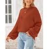 imagePRETTYGARDEN Womens 2024 Winter Chunky Knit Sweater Casual Long Lantern Sleeve Crewneck Pullover Jumper TopsBrick Red