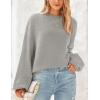 imagePRETTYGARDEN Womens 2024 Winter Chunky Knit Sweater Casual Long Lantern Sleeve Crewneck Pullover Jumper TopsGrey