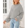 imagePRETTYGARDEN Womens 2024 Winter Chunky Knit Sweater Casual Long Lantern Sleeve Crewneck Pullover Jumper TopsGrey
