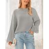 imagePRETTYGARDEN Womens 2024 Winter Chunky Knit Sweater Casual Long Lantern Sleeve Crewneck Pullover Jumper TopsGrey