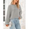 imagePRETTYGARDEN Womens 2024 Winter Chunky Knit Sweater Casual Long Lantern Sleeve Crewneck Pullover Jumper TopsGrey