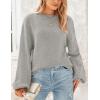 imagePRETTYGARDEN Womens 2024 Winter Chunky Knit Sweater Casual Long Lantern Sleeve Crewneck Pullover Jumper TopsGrey