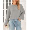 imagePRETTYGARDEN Womens 2024 Winter Chunky Knit Sweater Casual Long Lantern Sleeve Crewneck Pullover Jumper TopsGrey