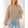 imagePRETTYGARDEN Womens 2024 Winter Chunky Knit Sweater Casual Long Lantern Sleeve Crewneck Pullover Jumper TopsKhaki