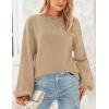 imagePRETTYGARDEN Womens 2024 Winter Chunky Knit Sweater Casual Long Lantern Sleeve Crewneck Pullover Jumper TopsKhaki