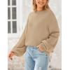imagePRETTYGARDEN Womens 2024 Winter Chunky Knit Sweater Casual Long Lantern Sleeve Crewneck Pullover Jumper TopsKhaki