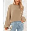 imagePRETTYGARDEN Womens 2024 Winter Chunky Knit Sweater Casual Long Lantern Sleeve Crewneck Pullover Jumper TopsKhaki