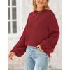 imagePRETTYGARDEN Womens 2024 Winter Chunky Knit Sweater Casual Long Lantern Sleeve Crewneck Pullover Jumper TopsWine Red