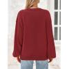 imagePRETTYGARDEN Womens 2024 Winter Chunky Knit Sweater Casual Long Lantern Sleeve Crewneck Pullover Jumper TopsWine Red