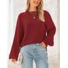 imagePRETTYGARDEN Womens 2024 Winter Chunky Knit Sweater Casual Long Lantern Sleeve Crewneck Pullover Jumper TopsWine Red