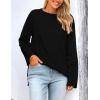 imagePRETTYGARDEN Womens Knit Spring Sweaters Long Sleeve Pullover Crewneck Split Hem Loose Oversized Tunic Fall Sweater TopBlack