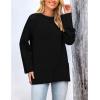 imagePRETTYGARDEN Womens Knit Spring Sweaters Long Sleeve Pullover Crewneck Split Hem Loose Oversized Tunic Fall Sweater TopBlack