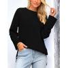 imagePRETTYGARDEN Womens Knit Spring Sweaters Long Sleeve Pullover Crewneck Split Hem Loose Oversized Tunic Fall Sweater TopBlack