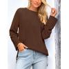 imagePRETTYGARDEN Womens Knit Spring Sweaters Long Sleeve Pullover Crewneck Split Hem Loose Oversized Tunic Fall Sweater TopCoffee