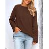 imagePRETTYGARDEN Womens Knit Spring Sweaters Long Sleeve Pullover Crewneck Split Hem Loose Oversized Tunic Fall Sweater TopCoffee
