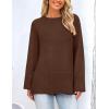 imagePRETTYGARDEN Womens Knit Spring Sweaters Long Sleeve Pullover Crewneck Split Hem Loose Oversized Tunic Fall Sweater TopCoffee