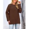 imagePRETTYGARDEN Womens Knit Spring Sweaters Long Sleeve Pullover Crewneck Split Hem Loose Oversized Tunic Fall Sweater TopCoffee