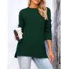 imagePRETTYGARDEN Womens Knit Spring Sweaters Long Sleeve Pullover Crewneck Split Hem Loose Oversized Tunic Fall Sweater TopDark Green