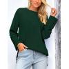 imagePRETTYGARDEN Womens Knit Spring Sweaters Long Sleeve Pullover Crewneck Split Hem Loose Oversized Tunic Fall Sweater TopDark Green