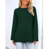 imagePRETTYGARDEN Womens Knit Spring Sweaters Long Sleeve Pullover Crewneck Split Hem Loose Oversized Tunic Fall Sweater TopDark Green