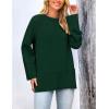imagePRETTYGARDEN Womens Knit Spring Sweaters Long Sleeve Pullover Crewneck Split Hem Loose Oversized Tunic Fall Sweater TopDark Green