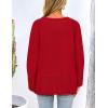 imagePRETTYGARDEN Womens Knit Spring Sweaters Long Sleeve Pullover Crewneck Split Hem Loose Oversized Tunic Fall Sweater TopRed
