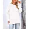 imagePRETTYGARDEN Womens Knit Spring Sweaters Long Sleeve Pullover Crewneck Split Hem Loose Oversized Tunic Fall Sweater TopWhite