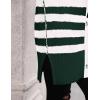 imagePRETTYGARDEN Womens Winter Striped Cardigan Sweaters Long Sleeve Button Down Open Front Chunky Knit Oversized Sweater CoatStriped Dark Green White