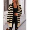 imagePRETTYGARDEN Womens Winter Striped Cardigan Sweaters Long Sleeve Button Down Open Front Chunky Knit Oversized Sweater CoatStriped Khaki Black