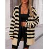 imagePRETTYGARDEN Womens Winter Striped Cardigan Sweaters Long Sleeve Button Down Open Front Chunky Knit Oversized Sweater CoatStriped Khaki Black