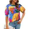 imagePRETTYGARDEN Floral Tops for Women Blouses Dressy Casual 2025 Summer Trendy Outfits Boho Pleated Short Sleeve ShirtsMulticolored Flower