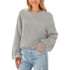 imagePRETTYGARDEN Womens 2024 Winter Chunky Knit Sweater Casual Long Lantern Sleeve Crewneck Pullover Jumper TopsGrey