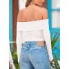 imagePRETTYGARDEN Off The Shoulder Top for Women 2025 Long Sleeve Shirts Trendy Going Out Crop Tops Spring Fashion ClothesBeige White