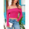 imagePRETTYGARDEN Off The Shoulder Top for Women 2025 Long Sleeve Shirts Trendy Going Out Crop Tops Spring Fashion ClothesRose Red