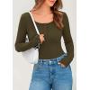 imagePRETTYGARDEN Womens 2025 Spring Long Sleeve Henley T Shirts Ribbed Knit Button Up Slim Fitted Basic Casual Going Out TopsArmy Green