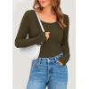 imagePRETTYGARDEN Womens 2025 Spring Long Sleeve Henley T Shirts Ribbed Knit Button Up Slim Fitted Basic Casual Going Out TopsArmy Green