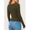 imagePRETTYGARDEN Womens 2025 Spring Long Sleeve Henley T Shirts Ribbed Knit Button Up Slim Fitted Basic Casual Going Out TopsArmy Green