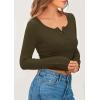 imagePRETTYGARDEN Womens 2025 Spring Long Sleeve Henley T Shirts Ribbed Knit Button Up Slim Fitted Basic Casual Going Out TopsArmy Green