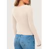 imagePRETTYGARDEN Womens 2025 Spring Long Sleeve Henley T Shirts Ribbed Knit Button Up Slim Fitted Basic Casual Going Out TopsBeige