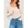 imagePRETTYGARDEN Womens 2025 Spring Long Sleeve Henley T Shirts Ribbed Knit Button Up Slim Fitted Basic Casual Going Out TopsBeige
