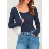 imagePRETTYGARDEN Womens 2025 Spring Long Sleeve Henley T Shirts Ribbed Knit Button Up Slim Fitted Basic Casual Going Out TopsDark Blue