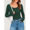 imagePRETTYGARDEN Womens 2025 Spring Long Sleeve Henley T Shirts Ribbed Knit Button Up Slim Fitted Basic Casual Going Out TopsDark Green