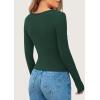 imagePRETTYGARDEN Womens 2025 Spring Long Sleeve Henley T Shirts Ribbed Knit Button Up Slim Fitted Basic Casual Going Out TopsDark Green