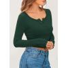 imagePRETTYGARDEN Womens 2025 Spring Long Sleeve Henley T Shirts Ribbed Knit Button Up Slim Fitted Basic Casual Going Out TopsDark Green