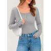 imagePRETTYGARDEN Womens 2025 Spring Long Sleeve Henley T Shirts Ribbed Knit Button Up Slim Fitted Basic Casual Going Out TopsGrey