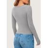 imagePRETTYGARDEN Womens 2025 Spring Long Sleeve Henley T Shirts Ribbed Knit Button Up Slim Fitted Basic Casual Going Out TopsGrey