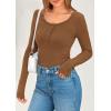 imagePRETTYGARDEN Womens 2025 Spring Long Sleeve Henley T Shirts Ribbed Knit Button Up Slim Fitted Basic Casual Going Out TopsKhaki