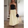 imagePRETTYGARDEN Womens 2025 Summer Strapless Maxi Dresses Patchwork Long Flowy Elegant Going Out Tube Top Dress with PocketsApricot