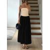 imagePRETTYGARDEN Womens 2025 Summer Strapless Maxi Dresses Patchwork Long Flowy Elegant Going Out Tube Top Dress with PocketsApricot Black